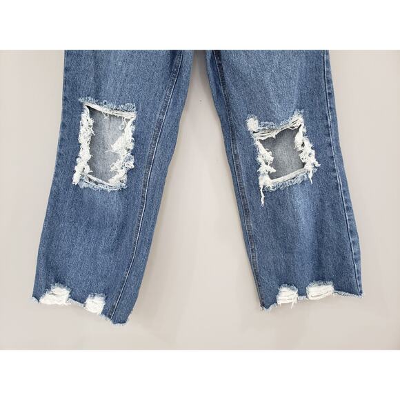 NEW Vanilla Star Distressed Loose Straight Relaxed CROPPED Jeans 90s Style 29/9‎ - Picture 2 of 6